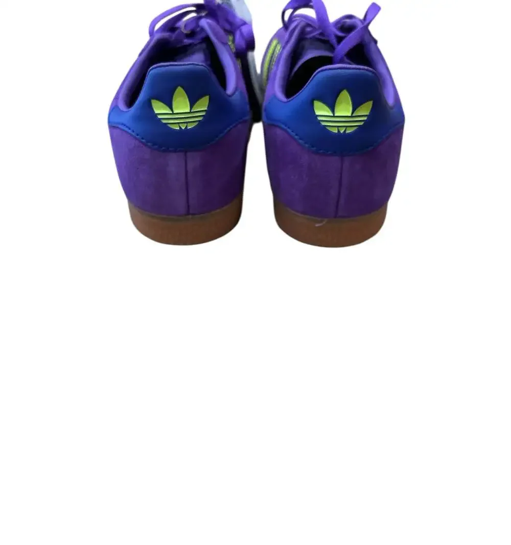 adidas Kids Purple Sneakers with Neon Yellow Stripes